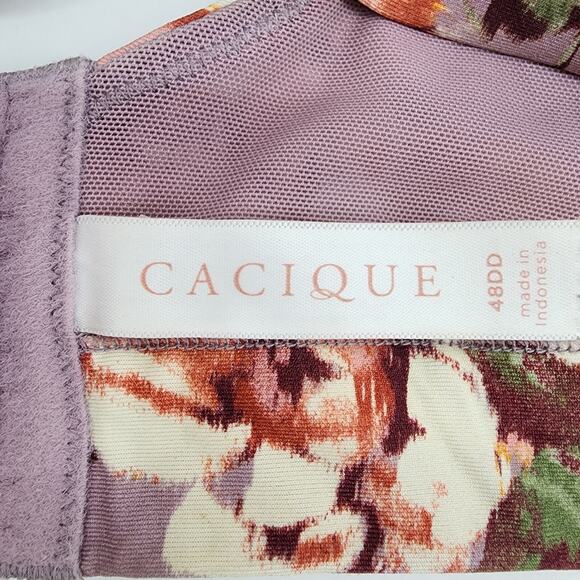 Cacique Floral Lightly Lined Medium Coverage Balconette Underwire Bra Size 48DD - Picture 2 of 4